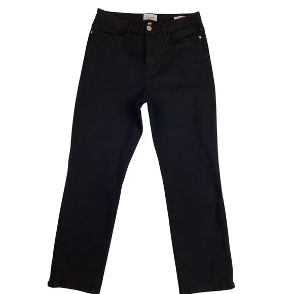 Frame Le High Straight Black Denim Jeans Womens 31 - Picture 2 of 12
